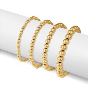 8mm Gold Bead Stretch Bracelet – Hypoallergenic, Tarnish & Water Resistant Luxe